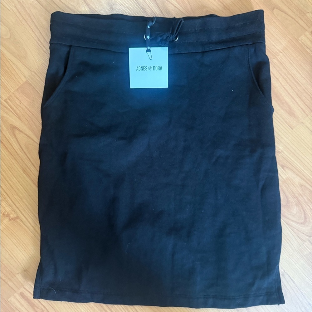 NWT Agnes & Dora Black Weekend Skirt Elastic Drawstring Waist Sz:S 182